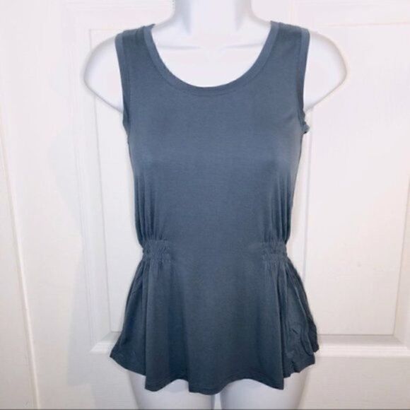 Modcloth Side Smocked Tank Top Easily Leisurely Knit Blue XXS - Picture 7 of 12